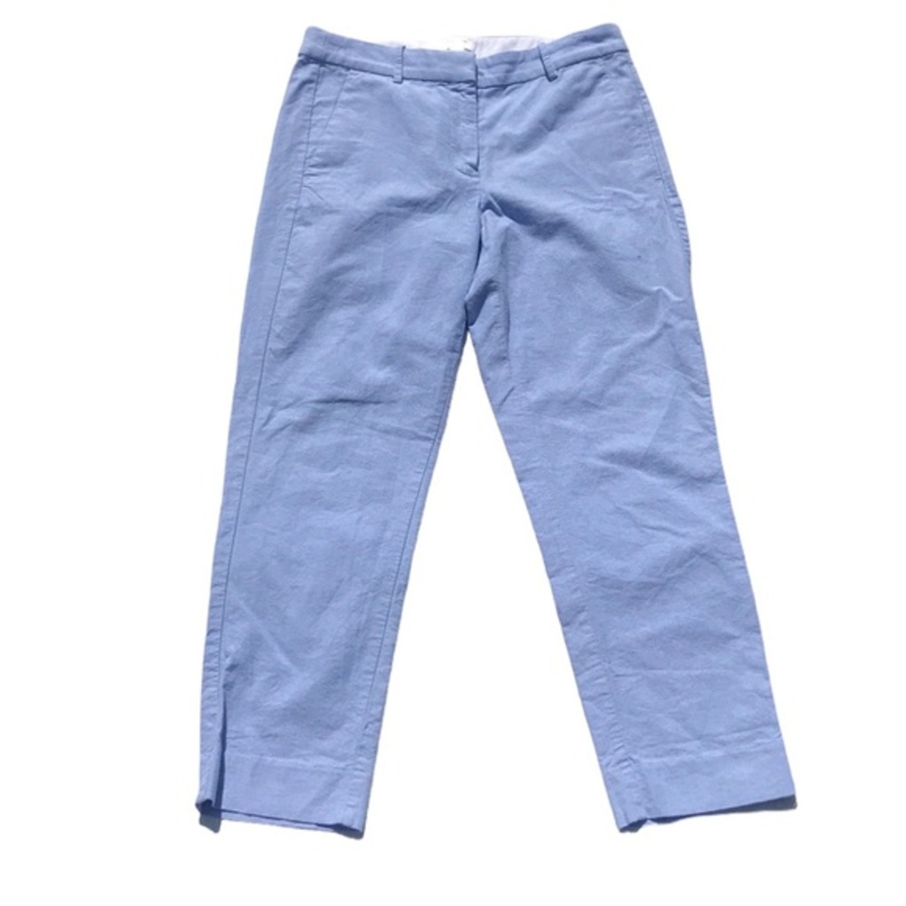 J. Crew Factory Skimmer Cotton Oxford Blue Pants Size 2